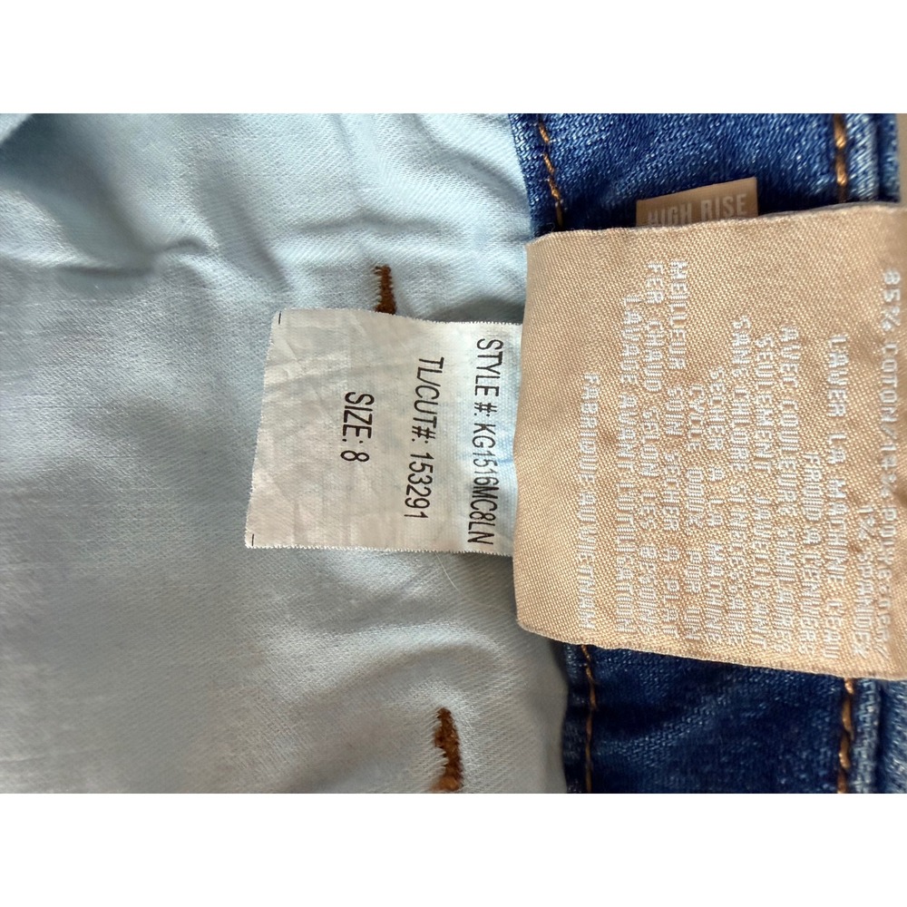 KUT from the Kloth Meg Wide Leg Jeans 8 Blue Raw Hem High Rise Coastal Boho - Picture 9 of 10